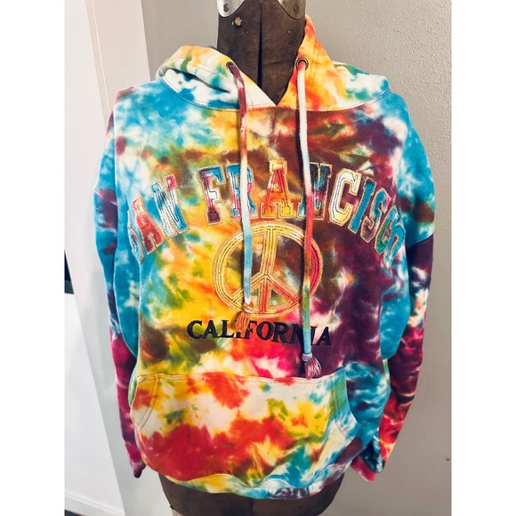 DIMCO Apparel Tops - San Francisco‎ California Tie Dye Peace Sign Hoodie Sweatshirt Medium